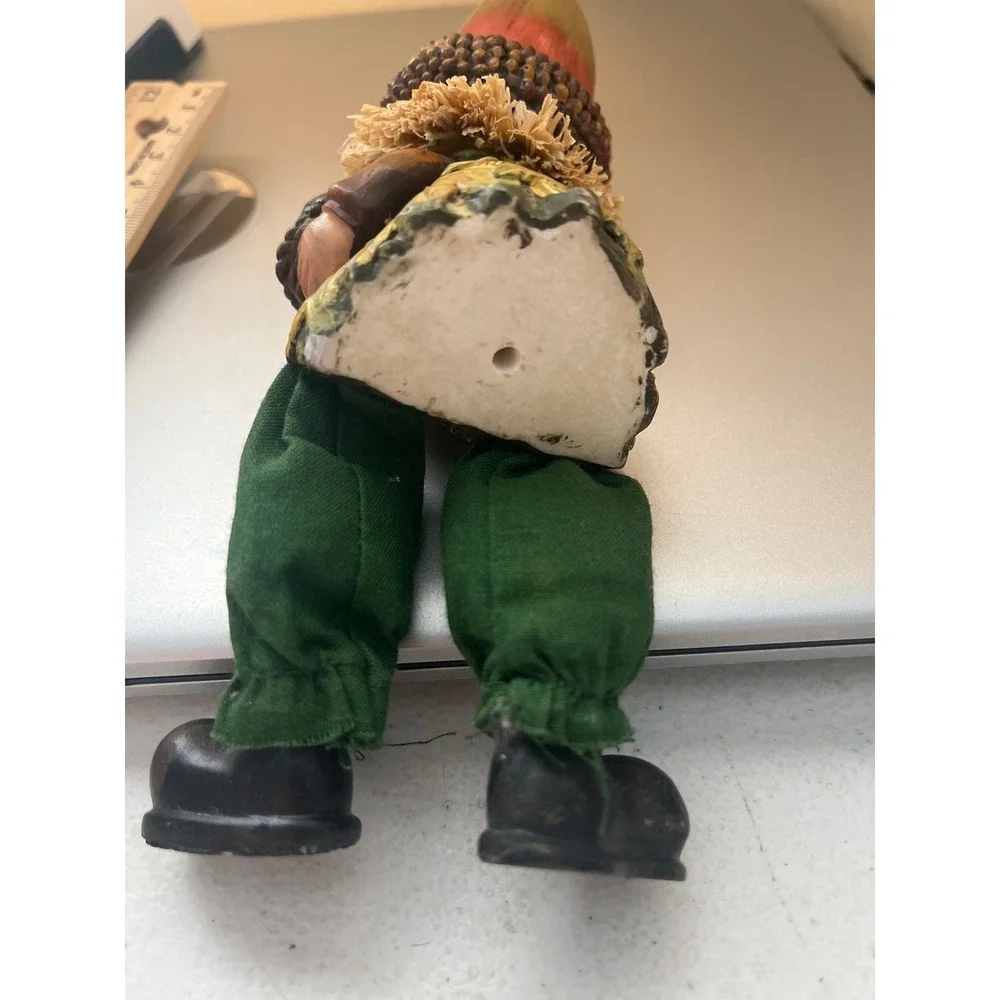 Fall Harvest Gnome Shelf Sitter Acorn Hat Straw Hair Autumn Decor 5.5 inch